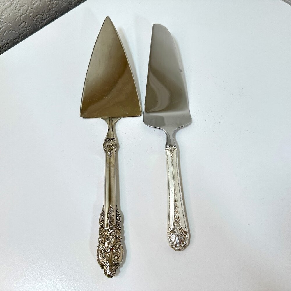 VTG GSA Silver Plated Cake/Pie Servers Ornate Beautiful Cottagecore {Set of 2}